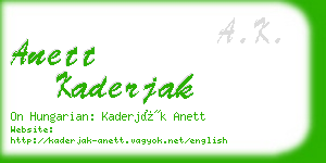 anett kaderjak business card